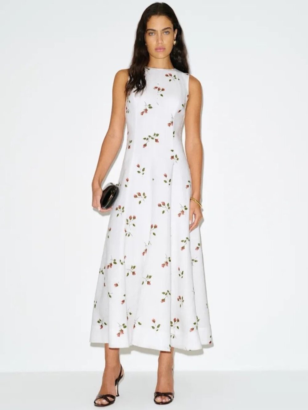 NEW Reformation Cecilia Linen Maxi Dress Floating Rose White Floral | US 2 UK 6